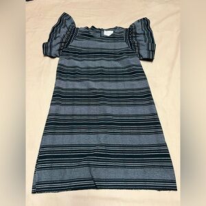 Moon River Black and Gray Striped Dress